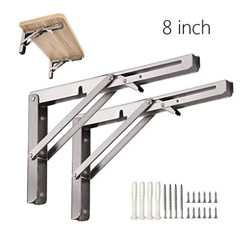 Wall-Mounted Heavy Duty Stainless Steel Folding Shelf Bench Bracket 330lb Load
